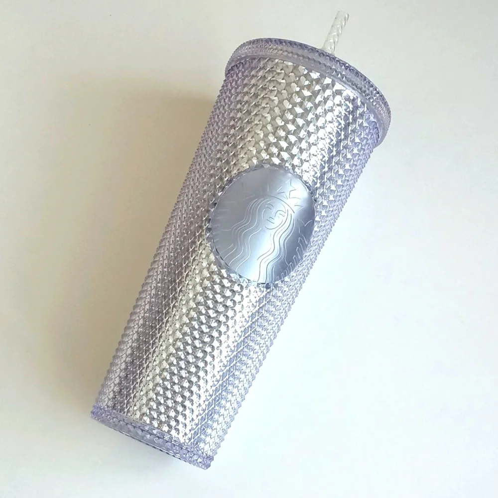 Starbucks Silver Bling Iridescent 24oz Studded Cold Cup Tumbler Lid with Straw